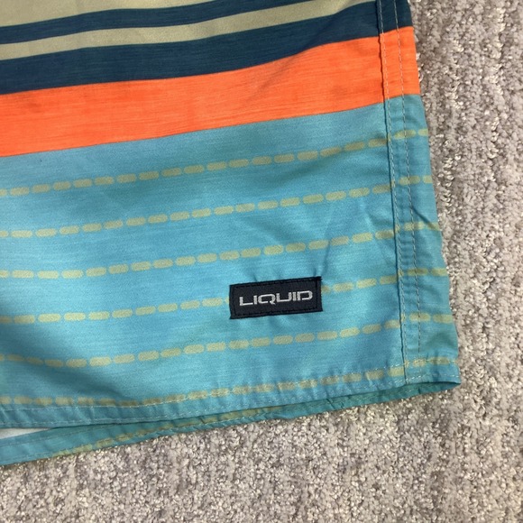 LIQUID Swim Trunks Mens Size L Beach Surf Stripes Drawstring Board Shorts NWT - Picture 7 of 12